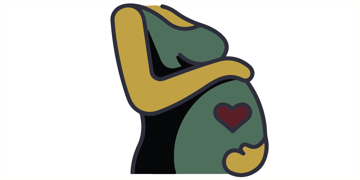 Ein schwangerer Bauch mit Herzchen